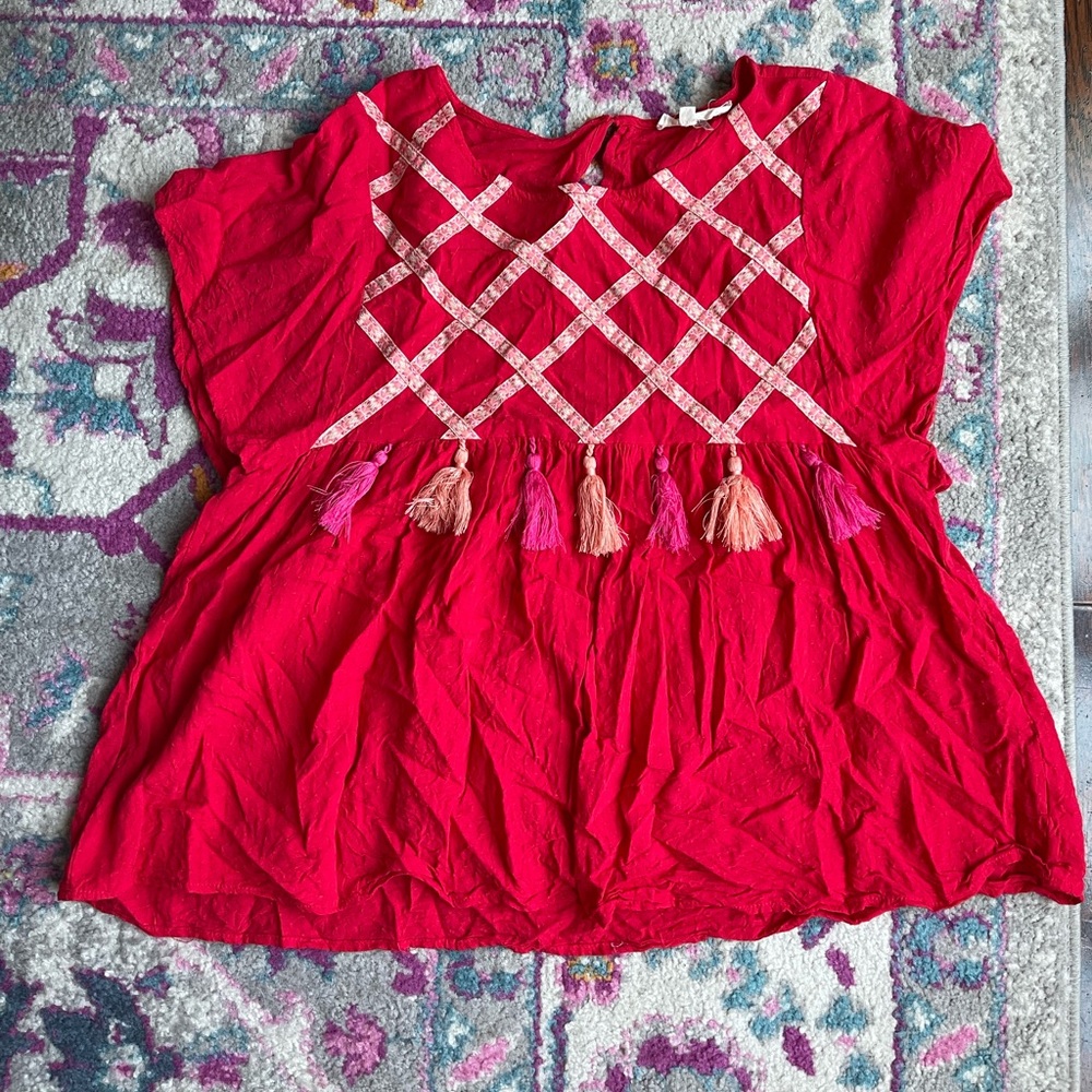 Tassel blouse - red/pink